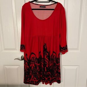 Ice Silk Red Dress w/ Black Design (1XL)